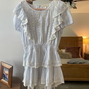 Ruffled Striped Dress with Lace Details